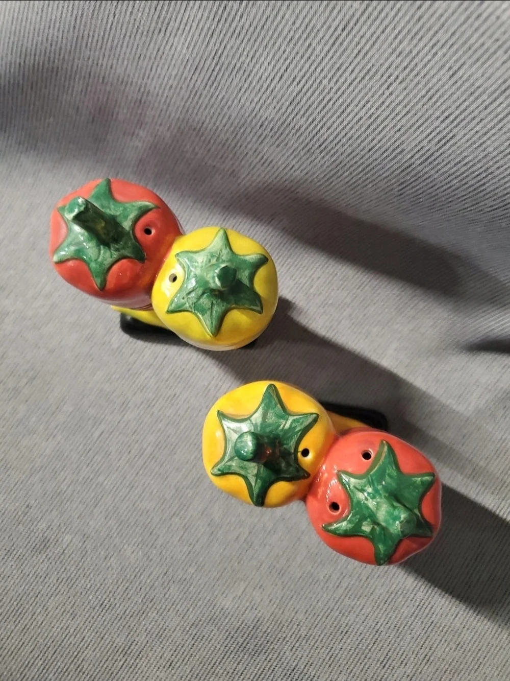 Ceramic Chili Pepper Salt and Pepper Shakers - Red and Yellow